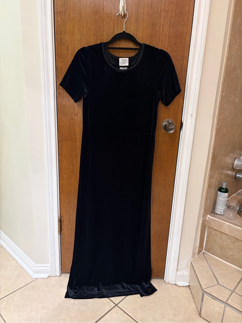 Laura Ashley Black Velvet Short Sleeve Maxi Dress